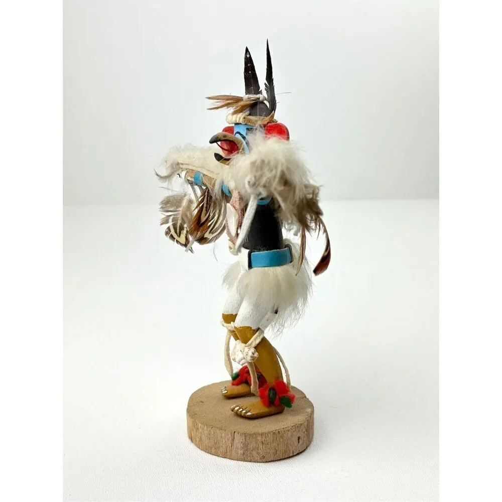 Vintage Native American Handmade Eagle Kachina Sculpture Signed Original 7.5in H